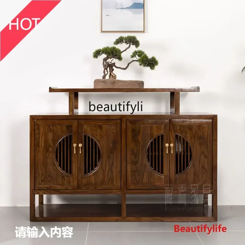 cn8350 ss New Chinese modern simple entrance cabinet Old elm dining side cabinet Solid wood antique entrance table