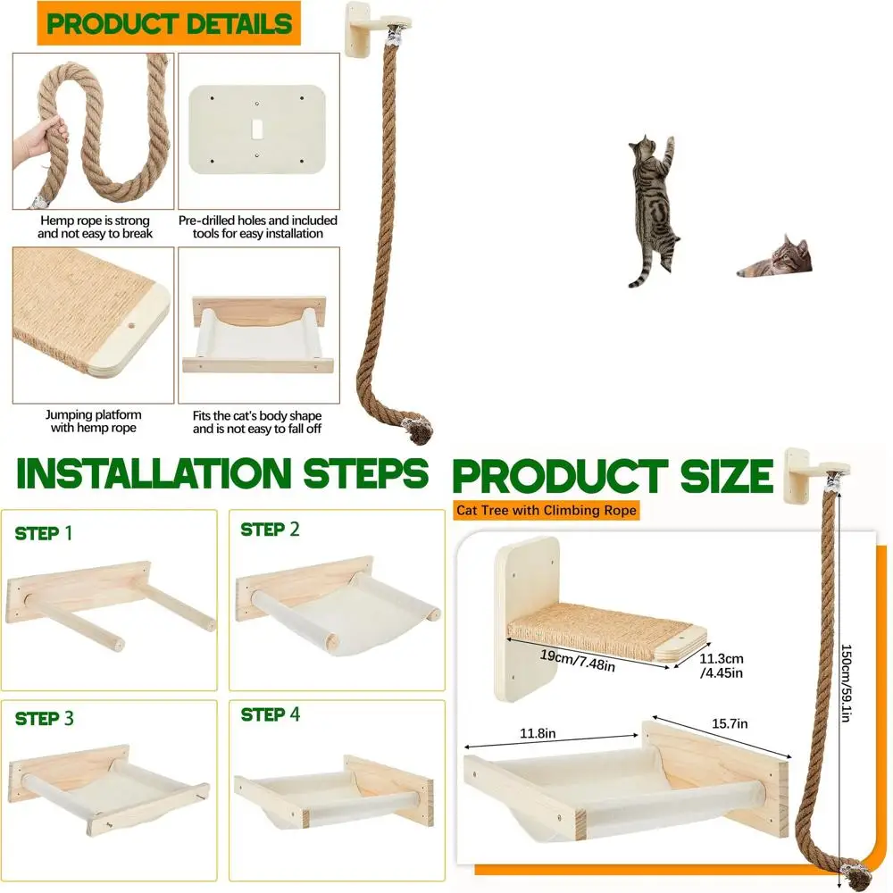 

Настенный гамак для кошек с лестницей и когтеточкой для игр и отдыха