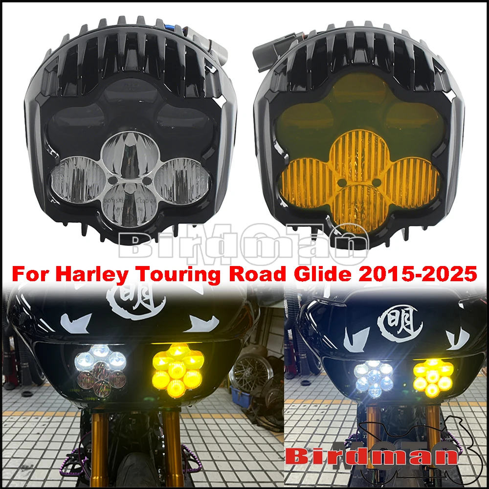 

Motorbike LED Front Headlight High Low Beam Lamp For Harley Road Glide FLTRX FLTRKSE FLTRK FLTRXST FLTRUSE FLTRU FLTRU 2015-2025