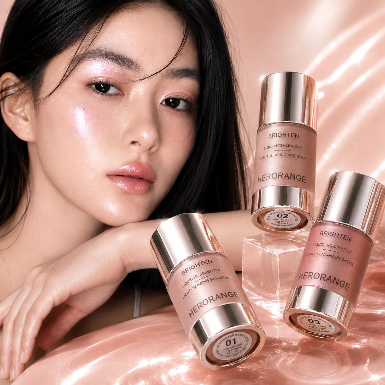Korean Liquid Highlighter Blush Smooth Glowing Illuminator Natural Lightweight Base Brighten Makeup