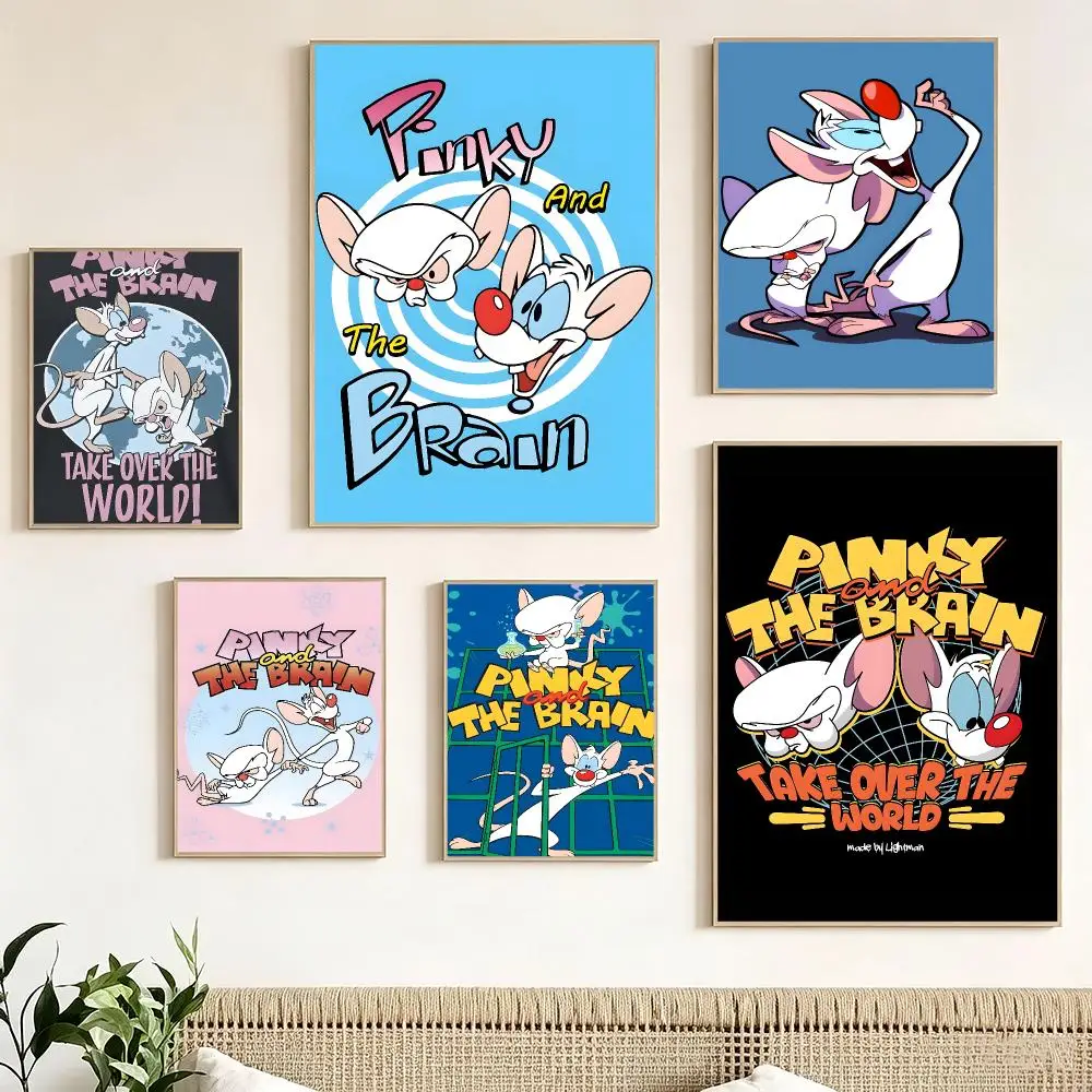 Classic Cartoon P-Pinky and the Brain Poster Pegatina artistica HD autoadhesiva impermeable para salon dormitorio