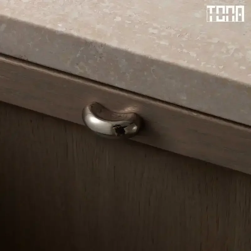 Polished Chrome Furniture Handle  Modern Solid Brass Pulls High-end Nordic Minimalist Style Drawer Handle Glossy Kitchen Handle