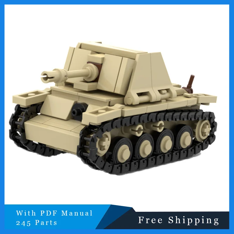 

245 PCS Creative Building Block Retro Yellow Tank Modular Model Educational DIY Assembly Toy Set For Boy Christmas Festival Gift