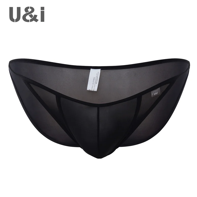 U＆I sexy briefs for men, fashionable and stylish, ultra-thin, micro-transparent nylon low-waisted, concave and convex pouch brie