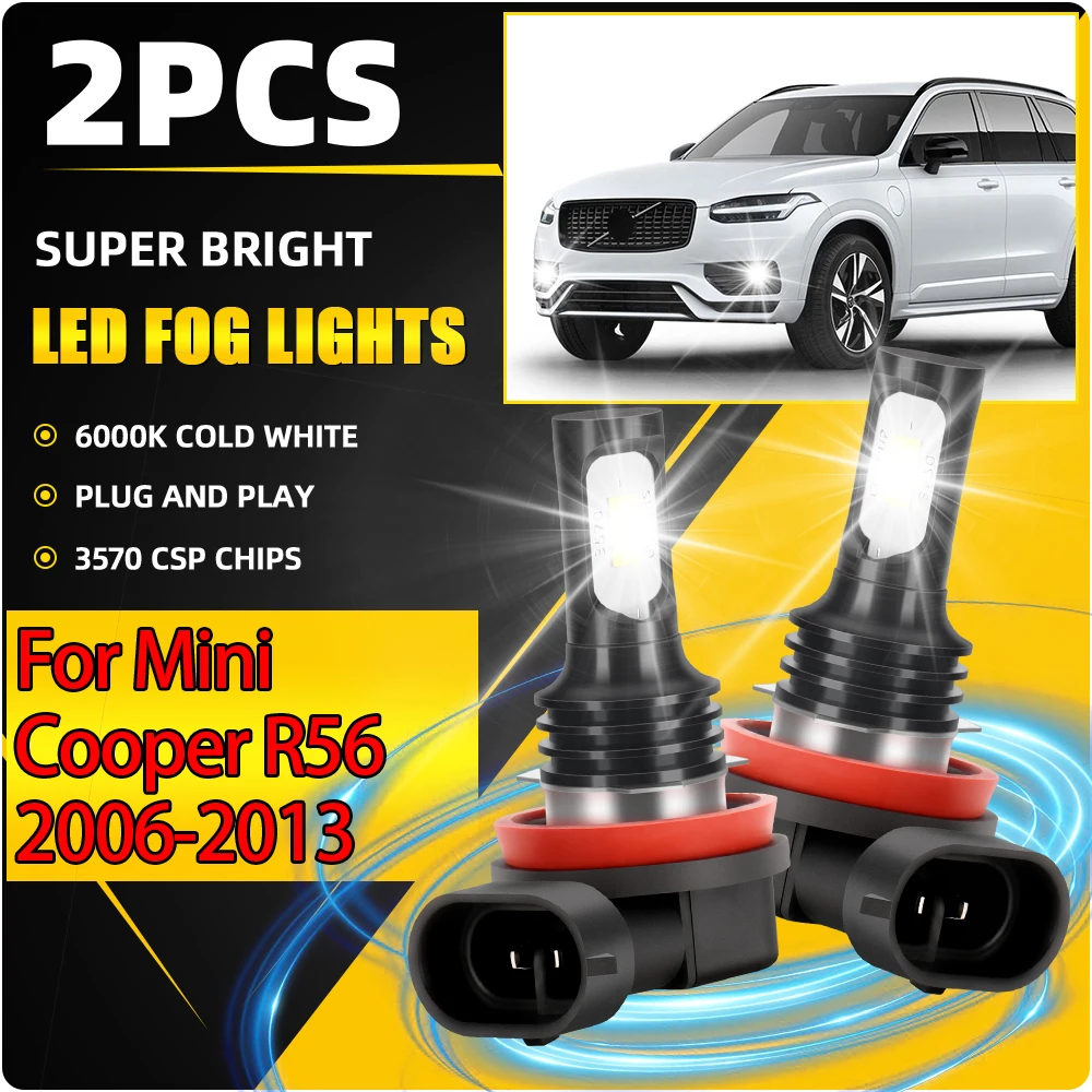 

90W H8 H9 H11 Car Fog Lamps 6000K White Auto Fog Lights 20000LM For Mini Cooper R56 2006 2007 2008 2009 2010 2011 2012 2013