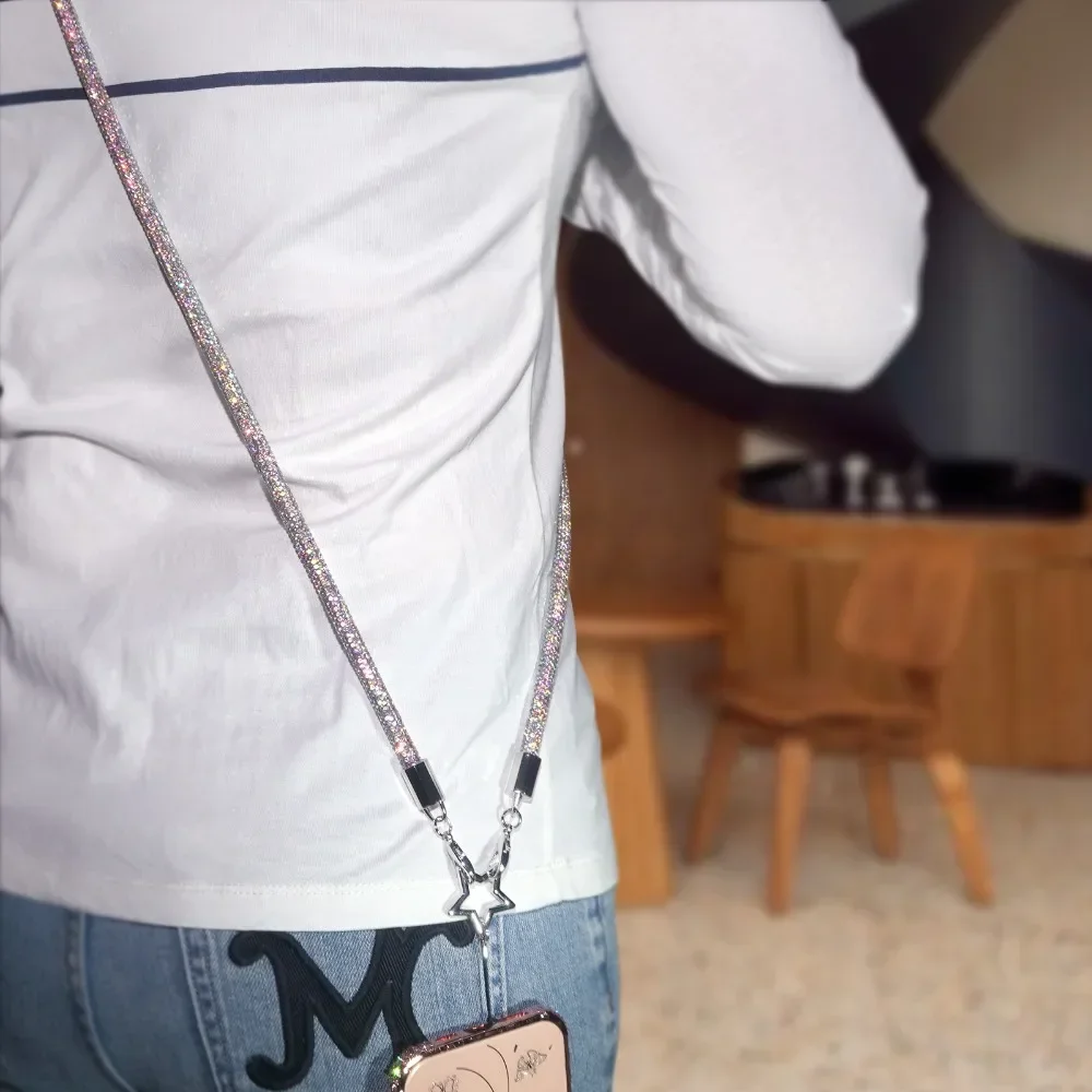Short /Long Style Glitter Rhinestone Phone Lanyard Luxury Star Mobile Phone Chain Anti Loss Bling Bling Mobile Phone Strap