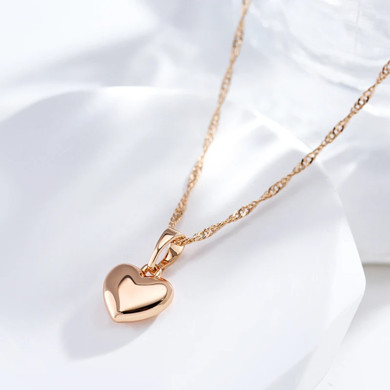 JULYDREAM Minimalist Style 585 Gold Color Heart Pendant Necklace Trendy Women Jewelry Party Wedding Accessories Match Earrings