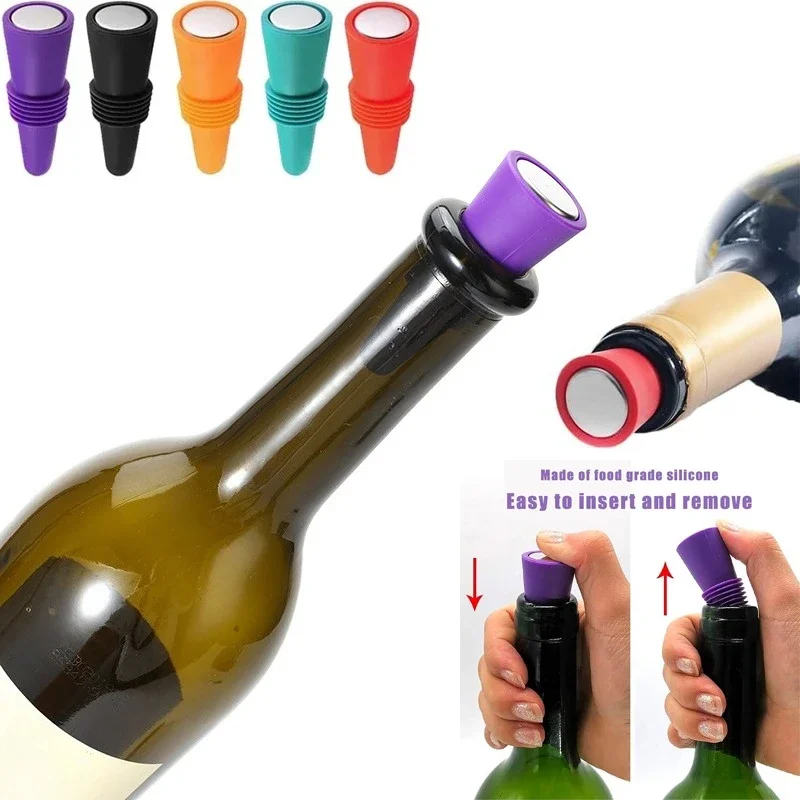 Wine Stopper – Silicone Wine Bottle Stoppers with Grip Top, Reusable Beverage Sealer Corks for Keeping Wine and Champagne Fresh