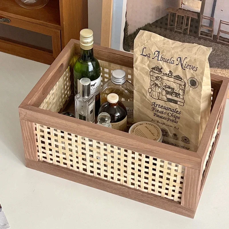 خمر النمط الياباني سطح المكتب كتاب المنظم طاولة القهوة صندوق تخزين غرفة المعيشة وجبات خفيفة حامل Instagram-مستحق ديكور المنزل