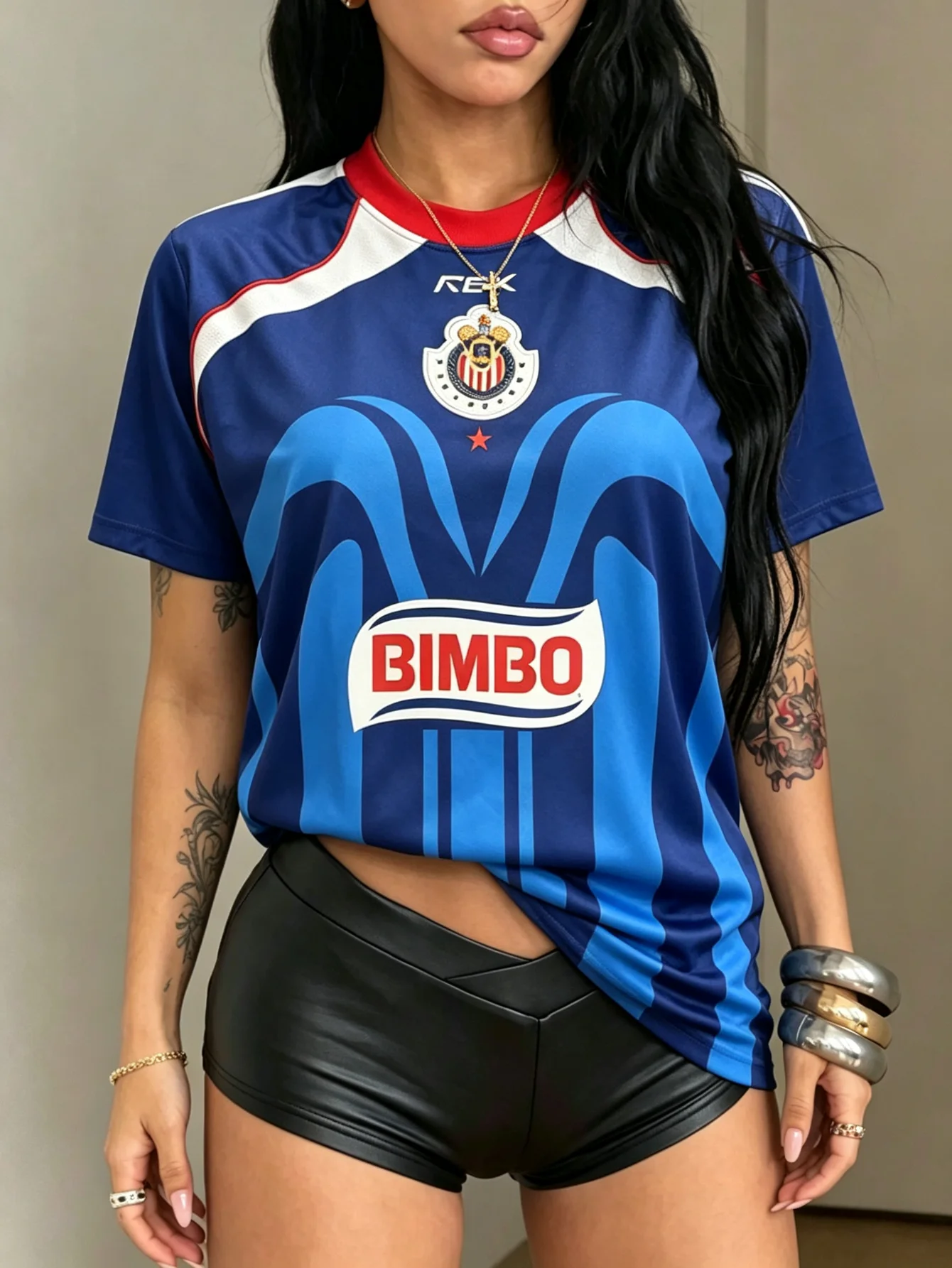 Mens Fashion Mexico - Maillot de football Y2K, bleu et