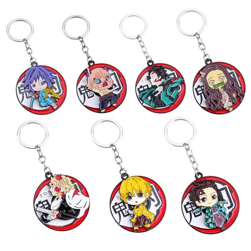 

Demon Slayer Animation Pendant Keychain Metal Keychain School Bag Pendant Decoration Cartoon Kamado Tanjirou Student Toy Gift