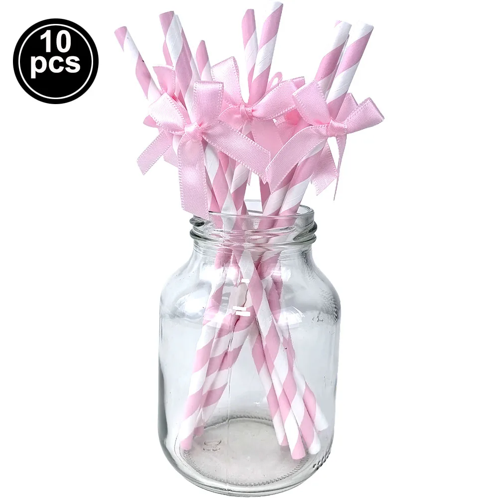 Rosa Schleife Partyzubehör Tassen Teller Serviette Geschenktüte Popcorn Box Essen Tablett Tischdecke Rosa Schleife Geburtstagsthema Partydekorationen – Detail 7