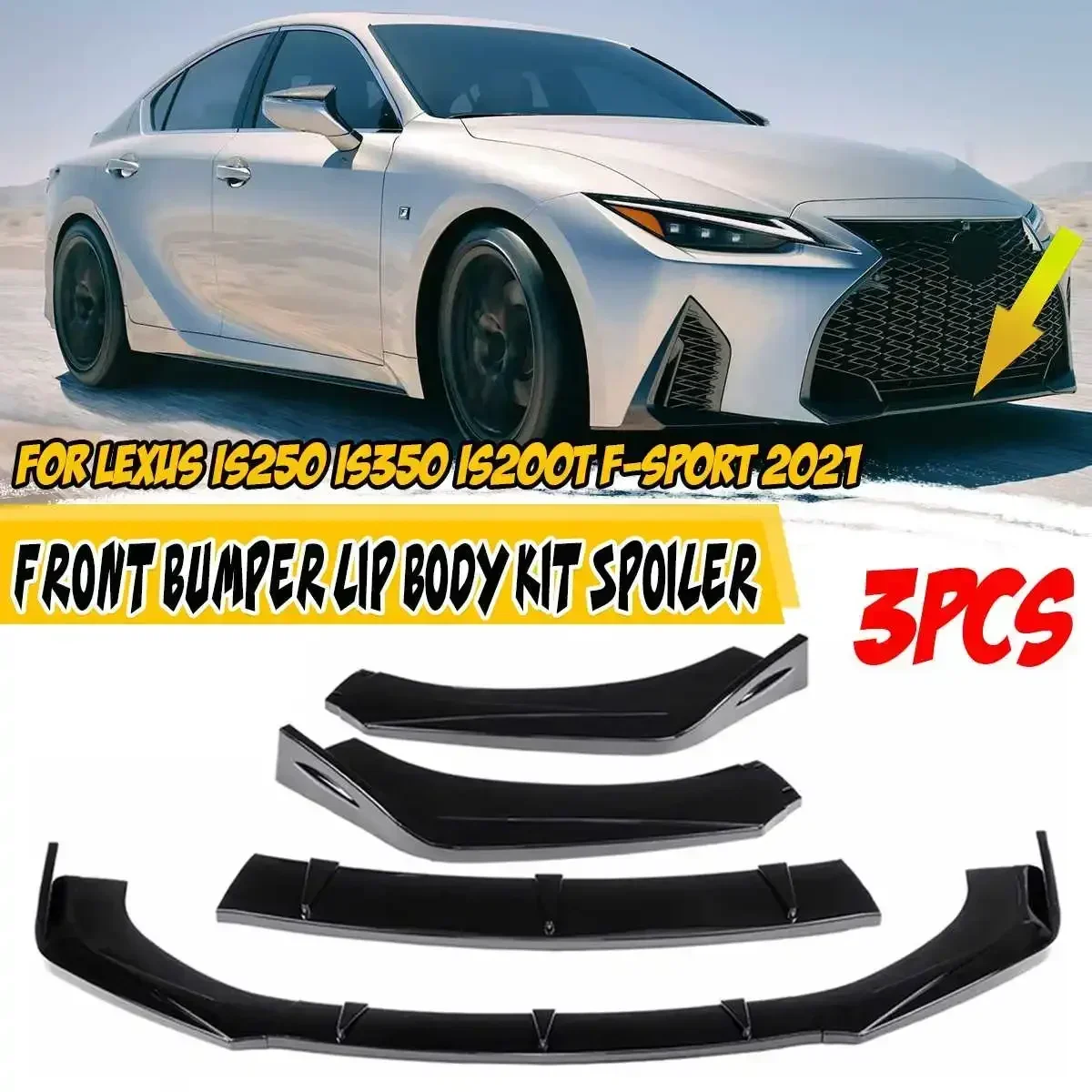 

3x Car Front Bumper Lip Body Kits Spoiler Lip Deflector Lips For LEXUS IS200T IS250 IS350 ISF GS350 ES300h ES330 ES350 Body Kit