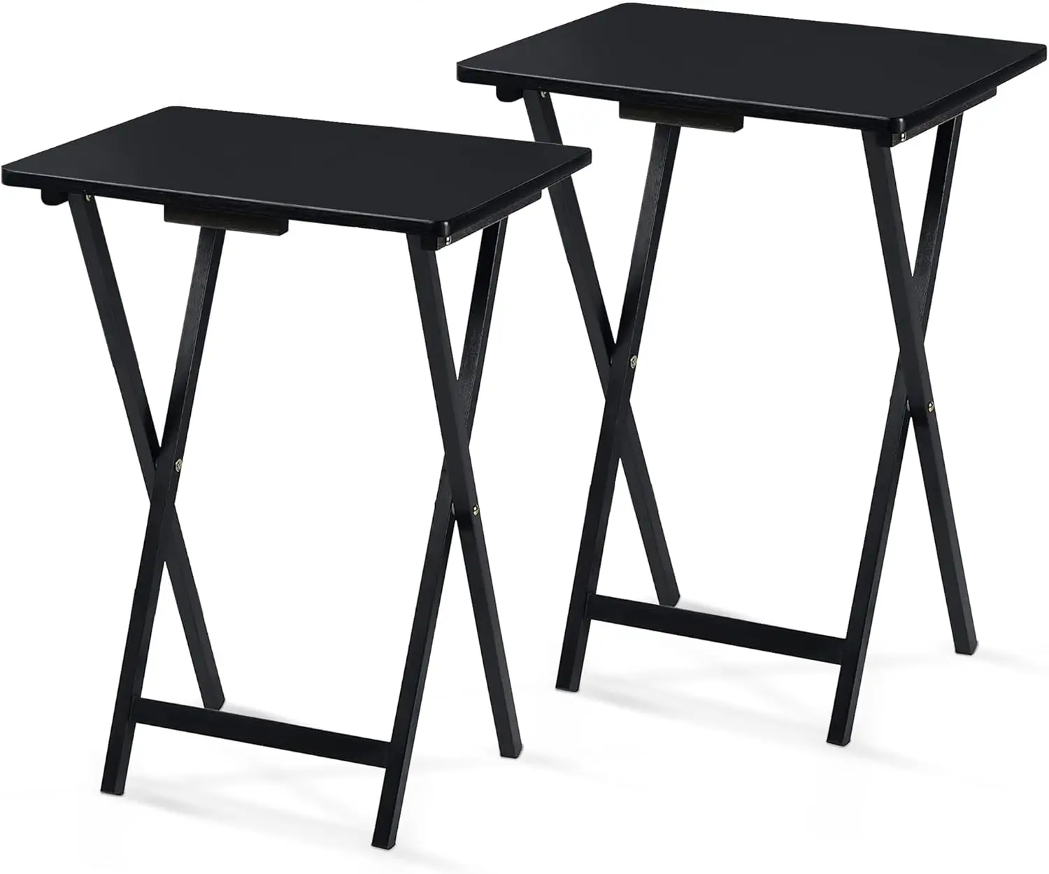 

2-Pack Folding TV Tray Set, Black - Collapsible Portable Snack Serving Tables, Home Furniture for Living Room, Bedroom,
