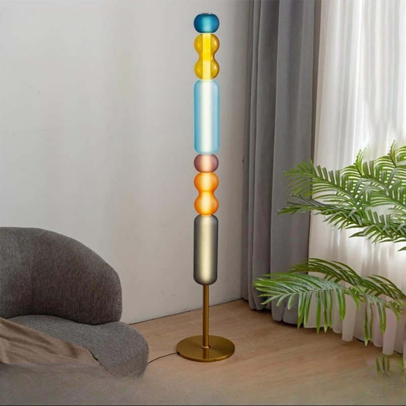 Macaron Circular Nordic Postmodern Floor Lamps Designer Bedroom Bedsides Creative Atmospheric Art Glass Standing Lights Fixtures