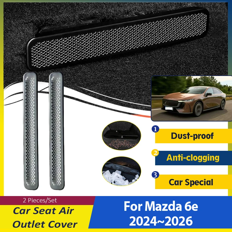 Auto Air Outlet Abdeckung Für Mazda 6e EZ-6 J90A 2024 ~ 2026 Edelstahl Unter Sitz Conditioner Vent Moulding Streifen auto Zubehör