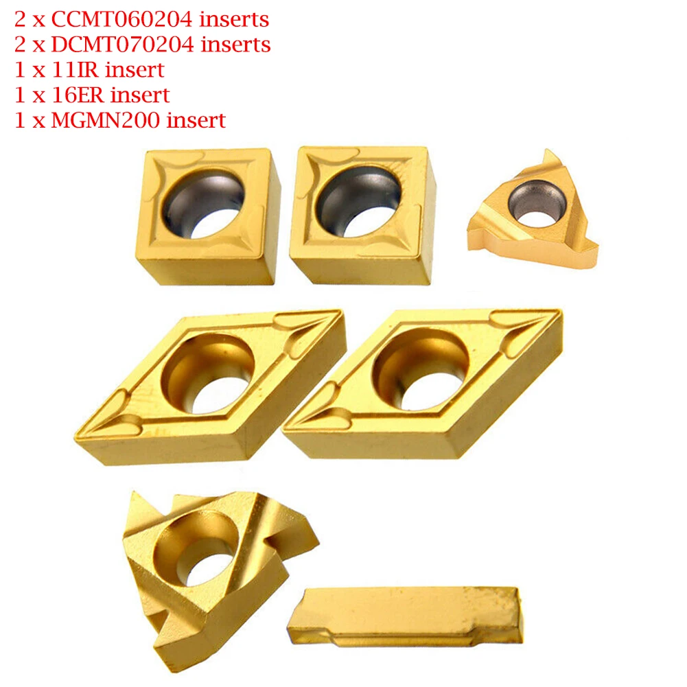 Brand New High Quality Multifunction Carbide Insert for blades 11IR 16ER 7Pcs Carbide DCMT070204 For 12mm Bar MGMN200