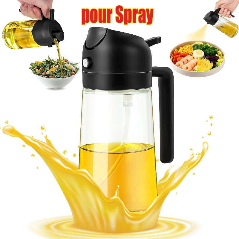 2in1 500ml Plastic Spray Oil Sprayer Bottle Spray Oil Dispenser Oil Jar Cruet BBQ Kitchen Baking Roasting Picnic Kitchen Tool