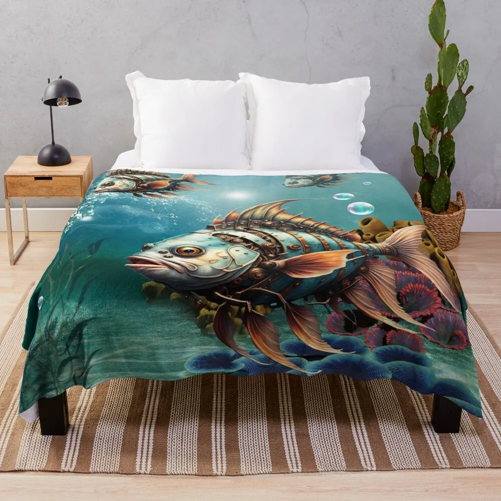 

Потрясающее фантазийное одеяло в стиле стимпанк с рыбой, тяжелое одеяло для сна, туристическая манга, мягкие одеяла