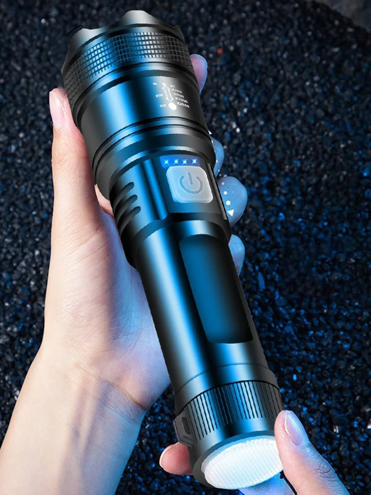 

Фонарь XHP50 высокой мощности с индикатором заряда, сверхъяркий, 1200 мАч, мощный, с зумом, портативное зарядное устройство для мобильных устройств при отключении электроэнергии