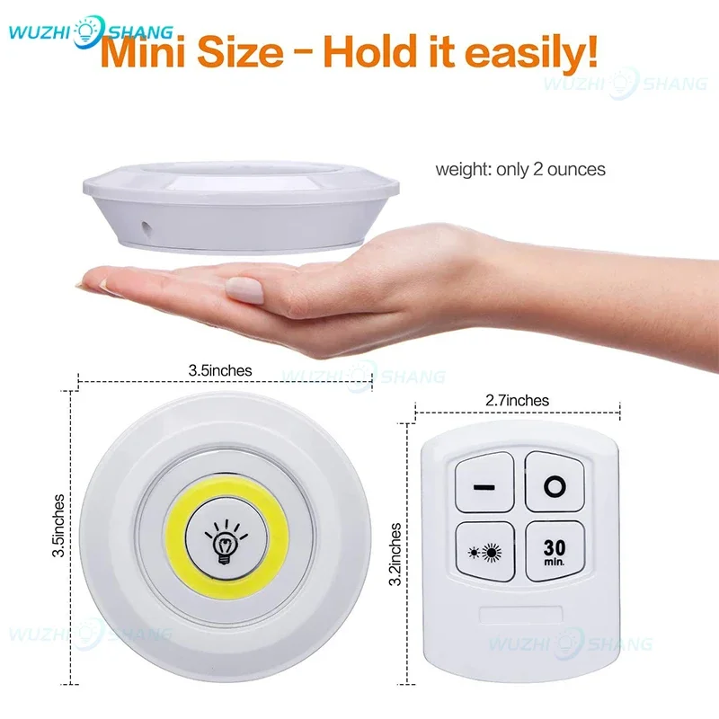 LED Lights Wireless Remote Control Dimmable Wardrobe Lamp FLSTAR FIRE Super Bright COB Touch Night Light Home Bedroom Kitchen