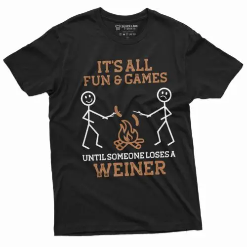 Funny Camping Outdoors T-shirt BBQ Grilling Wiener T-shirt Humorous shirt