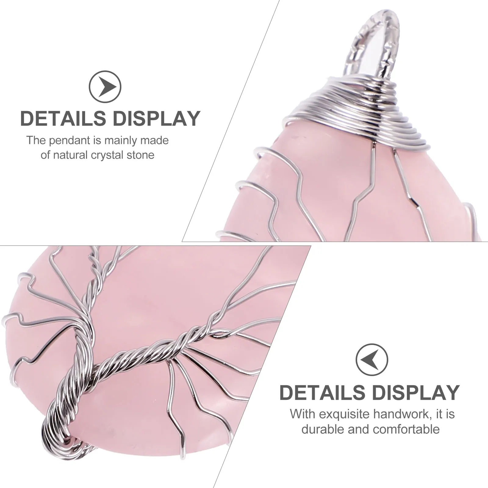 

Natural Crystal Pink Pendant Exquisite Necklace Quartz Life Tree Charm Fashion Jewelry Exquisite Jewelry Woman Accessories