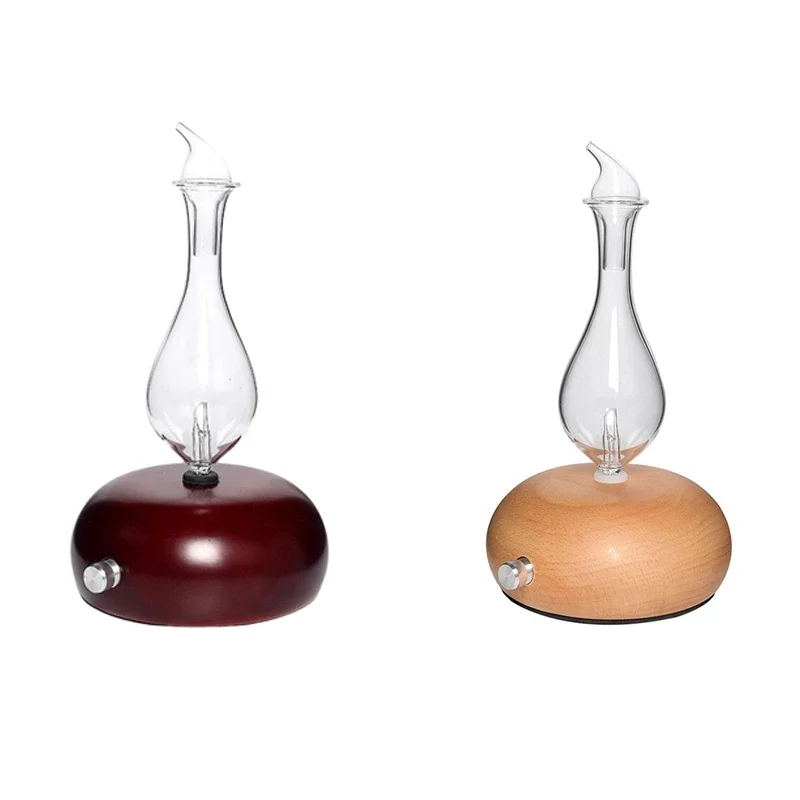 25ML Solid Wood Glass Automatic Aroma Diffuser Silent Essential Oil Atomizing Air Humidifier For Bedroom Office Mahogany