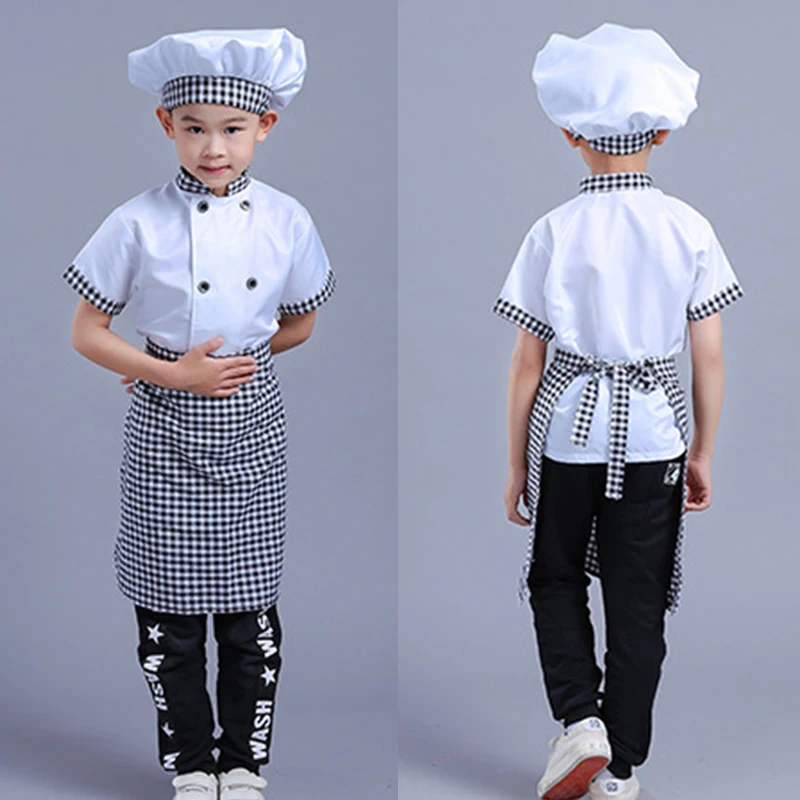 Kids Chef Uniform With Cook Hat Children Restaurant Cosplay Costume Set Boys Girls Holiday Party School Stage Performance view 2