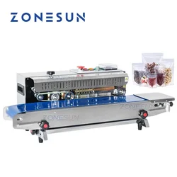 ZONESUN-máquina automática de sellado de bolsas de plástico, sellador de banda para alimentos expandidos, de acero inoxidable, FR-900