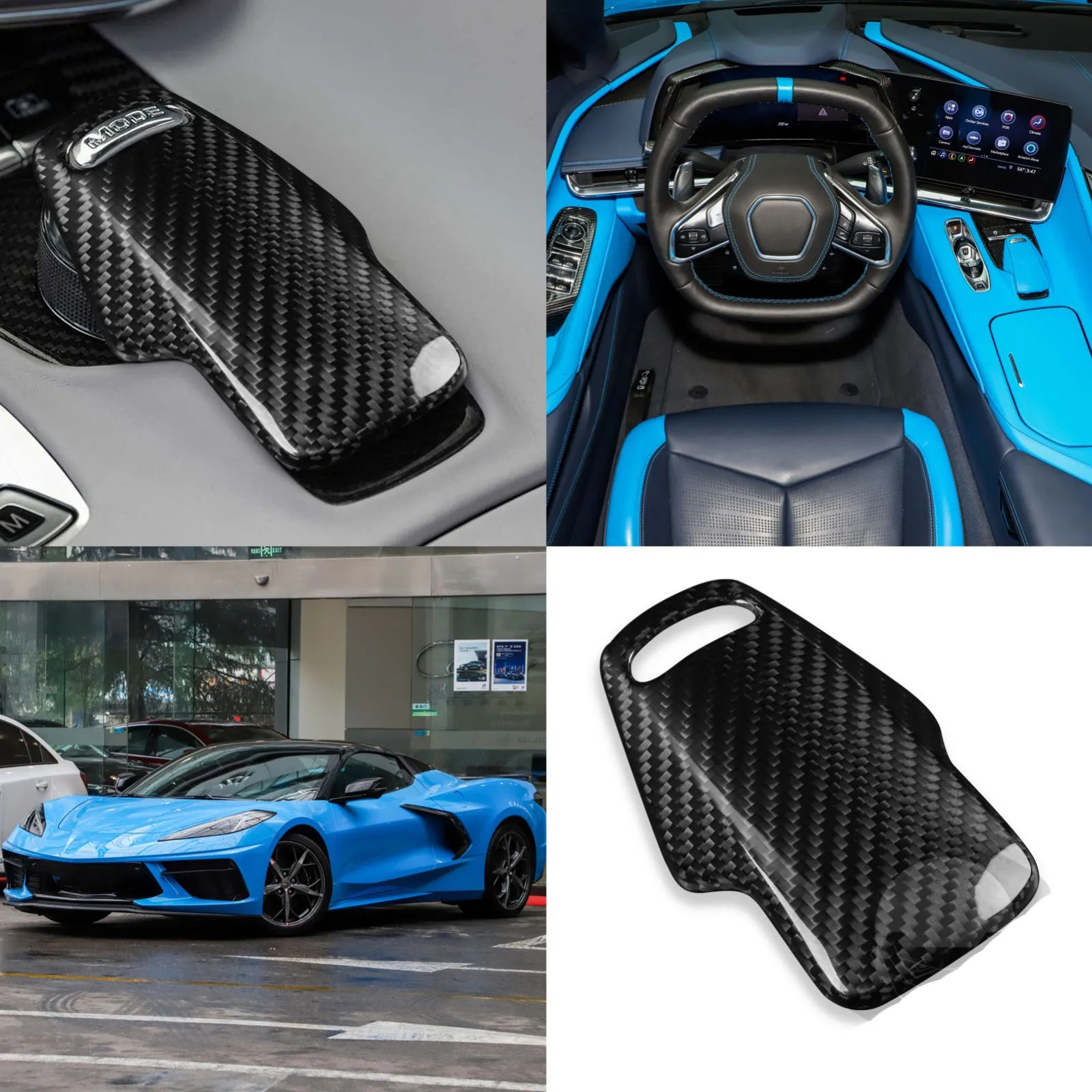 2020-2022 For Corvette C8 Carbon Fiber Gear Shift Knob Shifter Lever Decor Cover