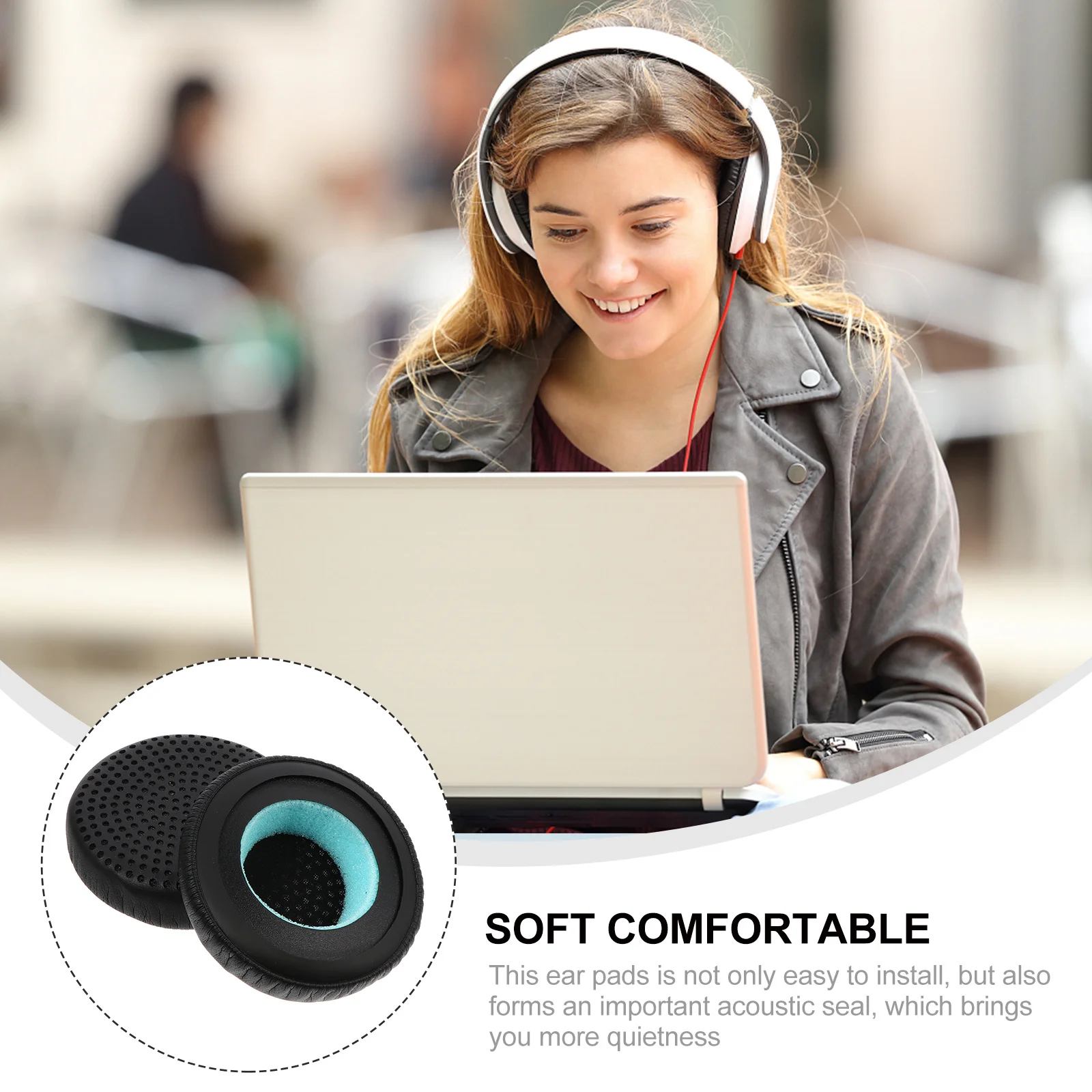 

1Pair Headphones Ear Pads Skinfriendly Breathable Absorbable Internal Super Padding Premium Ear Pad Headband Cushions