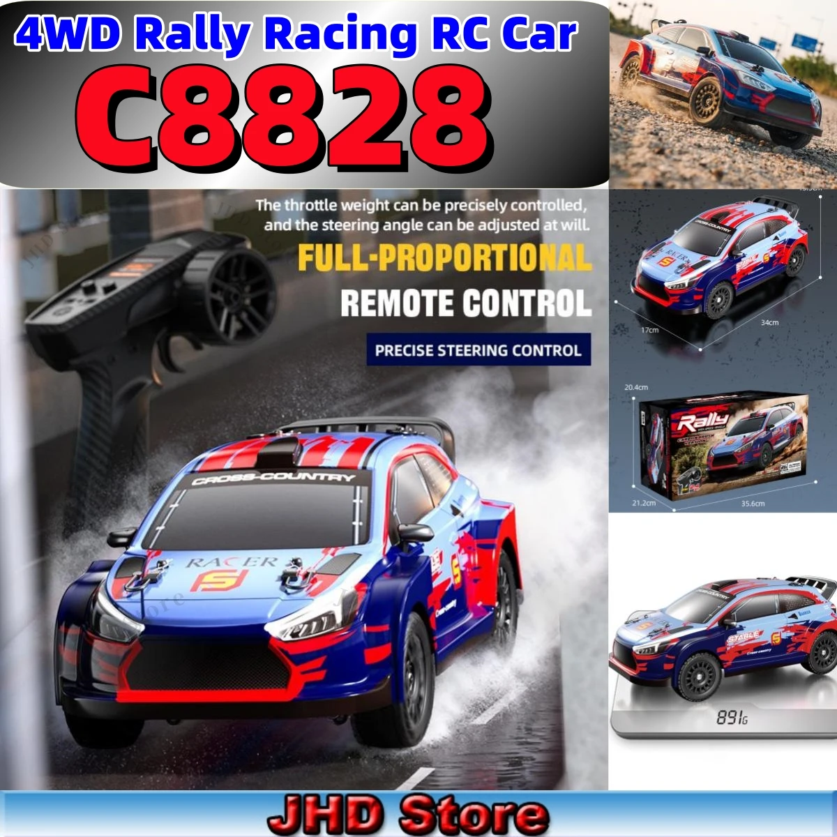 

JHD For JJRC C8828 RC Car Full Proportion 4WD Rally Racing Remote Control Car Brushed Racing Drift Cars Adult's Toys