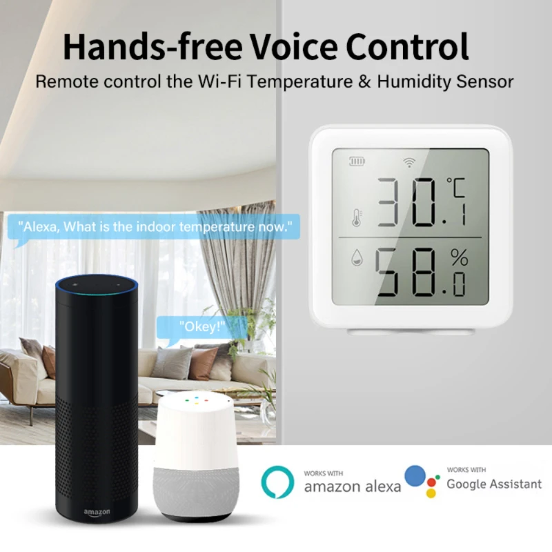 TNCE Tuya WIFI/ZigBee Smart Home Temperature and Humidity Sensor  With LED Screen  APP Remote Control WorkWith Alexa Google Home