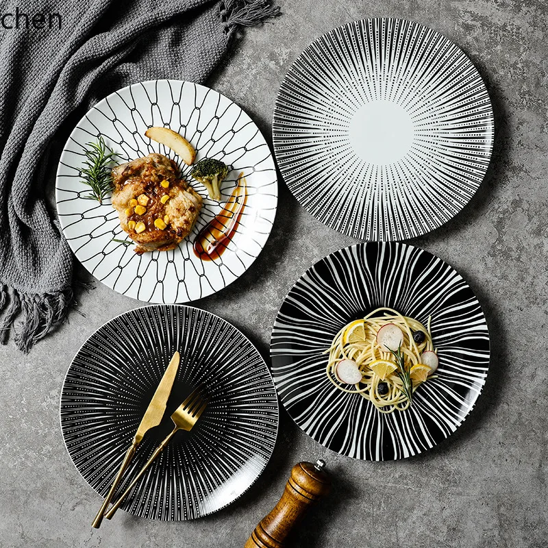 Western-style ceramic steak plate, household tableware, pasta plate
