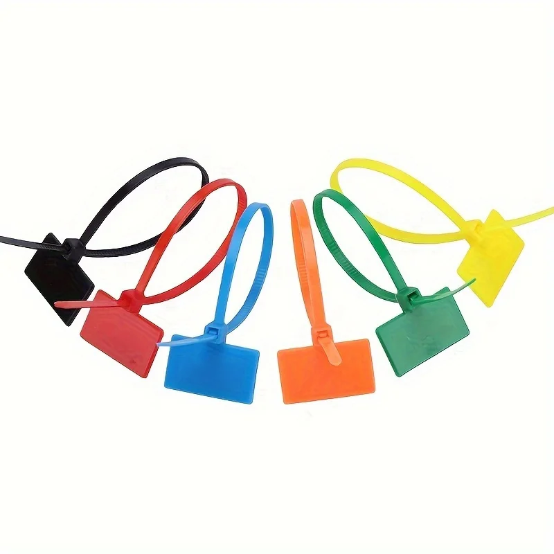 250pcs Label type nylon cable tie Color plastic label binding tape Network cable label Self-locking cable tie