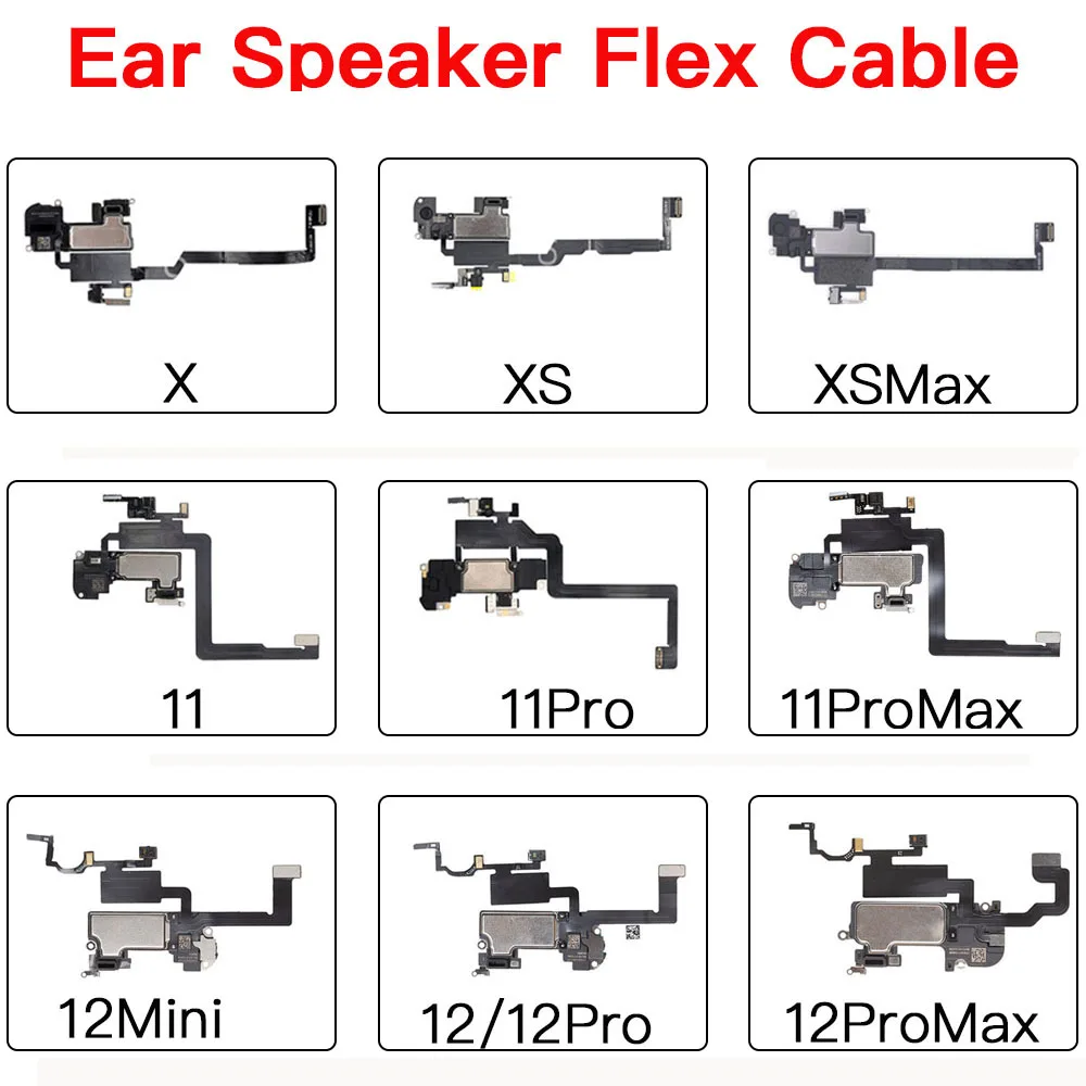 Ear Speaker Flex Cable For iPhone X XR XS 11 12 Mini Pro Max Top Loud Speaker Earpiece With Proximity Light Sensor Replacement