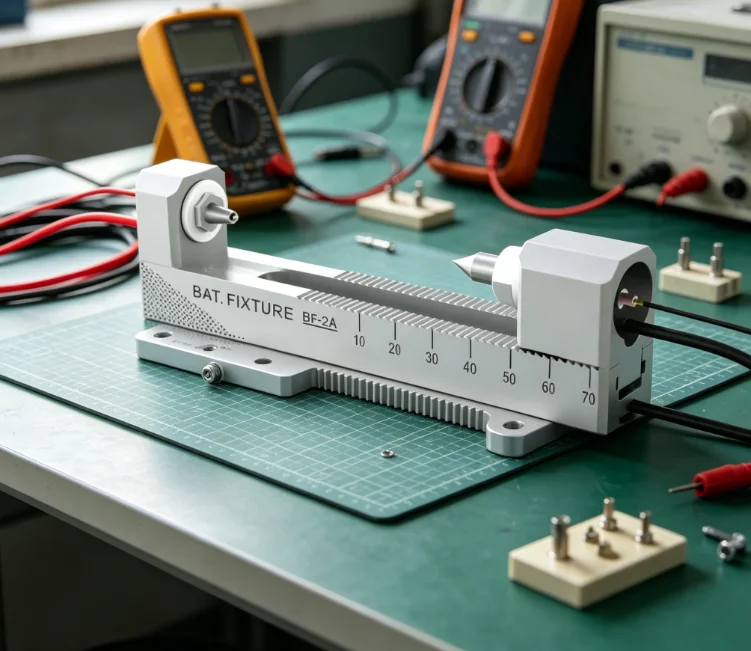 BF-2A CNC Aluminium Alloy Battery Test Fixture Double Self-Locking 4-Wire Design for 18650 AA AAA Batteries