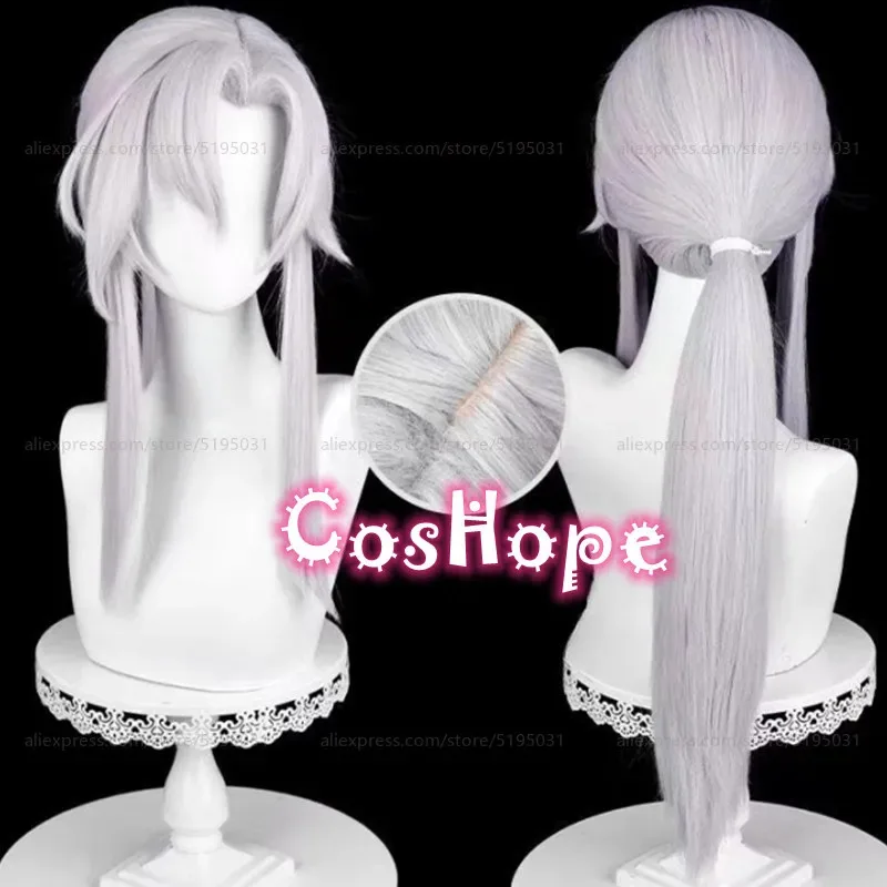 

Парик для косплея Ferid Bathory, мужской длинный серебристо-белый парик 74 см, аниме, парики для косплея, термостойкие синтетические парики