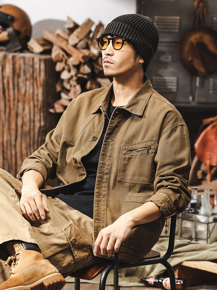 

Мужская рабочая одежда в американском стиле ретро, осень 2024, новый широкий тренд, свободная жесткая мужская куртка для охоты, повседневное брендовое пальто для отдыха, мужское пальто