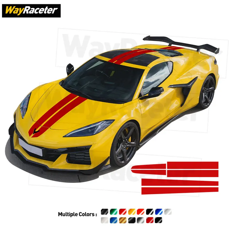 6 Pcs/Set Bonnet Stripes Sticker Hood Roof Trunk Body Carbon Fiber Vinyl Decal For Chevrolet Corvette C8 2026 2025 Accessories