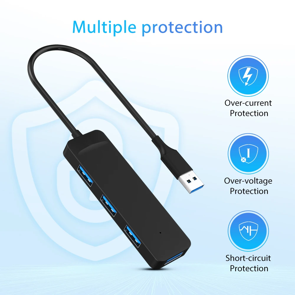 Goelely USB 3.0 HUB 4 USB 3.0 Ports High Speed Data Transfer USB HUB USB2.0 Extender Hub Splitter for Laptop Desktop 4-in-1 HUB