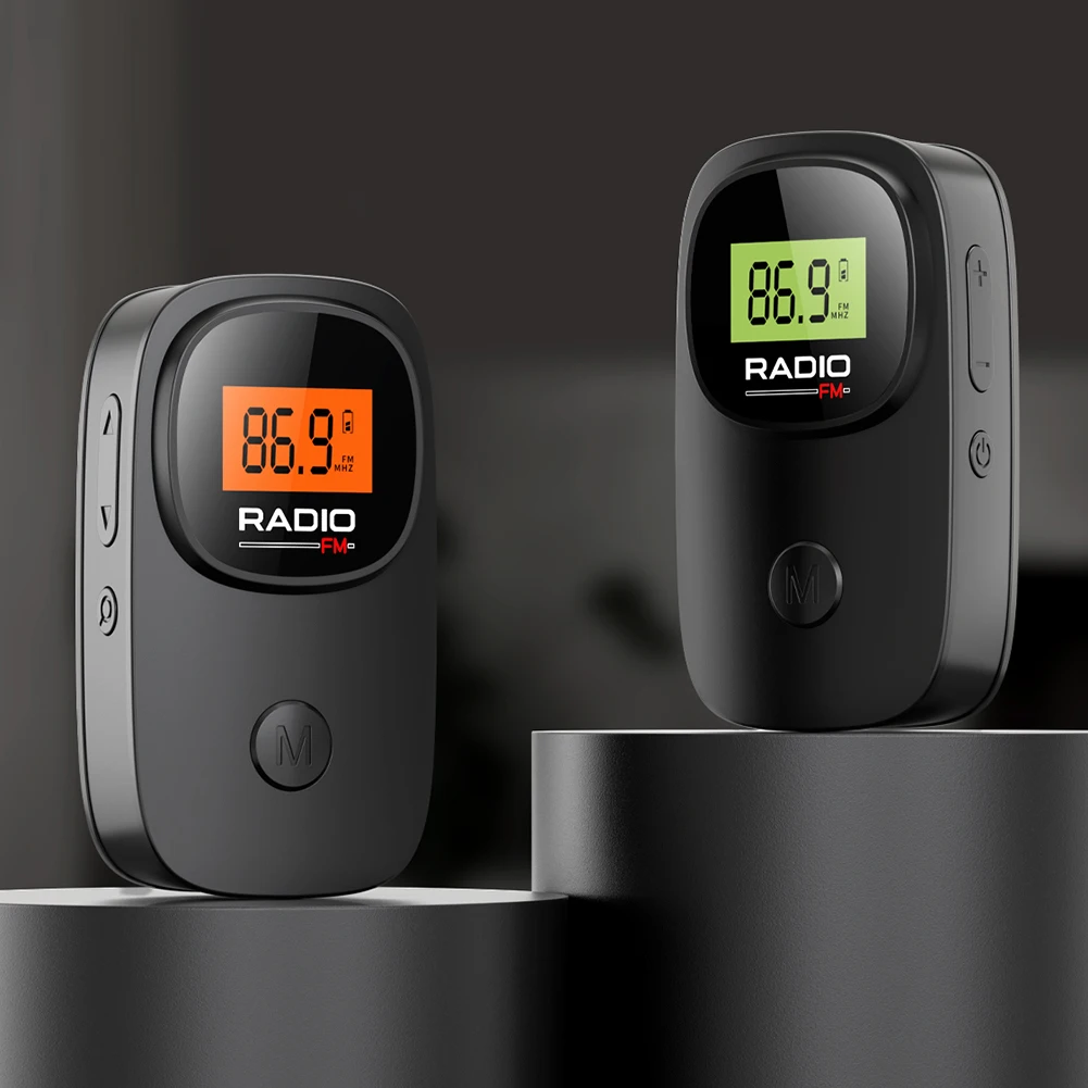 Portable Radio Digital Tuning FM Radio with Earphone Battery Operated Radio with Clip for Home Outdoor