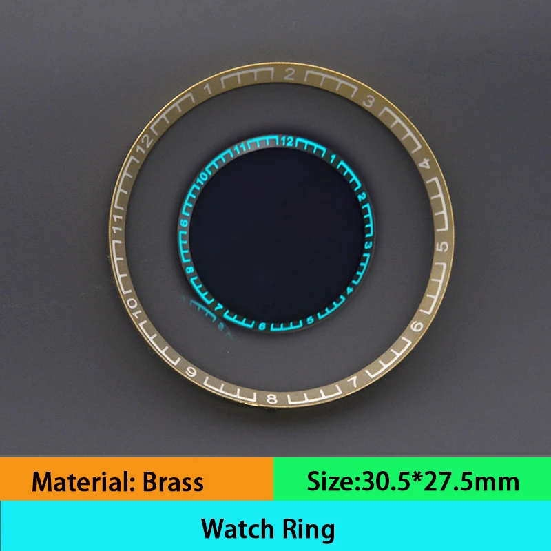 الأزرق والأخضر مضيئة ساعة الفصل الدائري 30.5 مللي متر المعادن صالح SKX007 SKX009 ساعة اكسسوارات لحركة NH35 NH36 7S 4R
