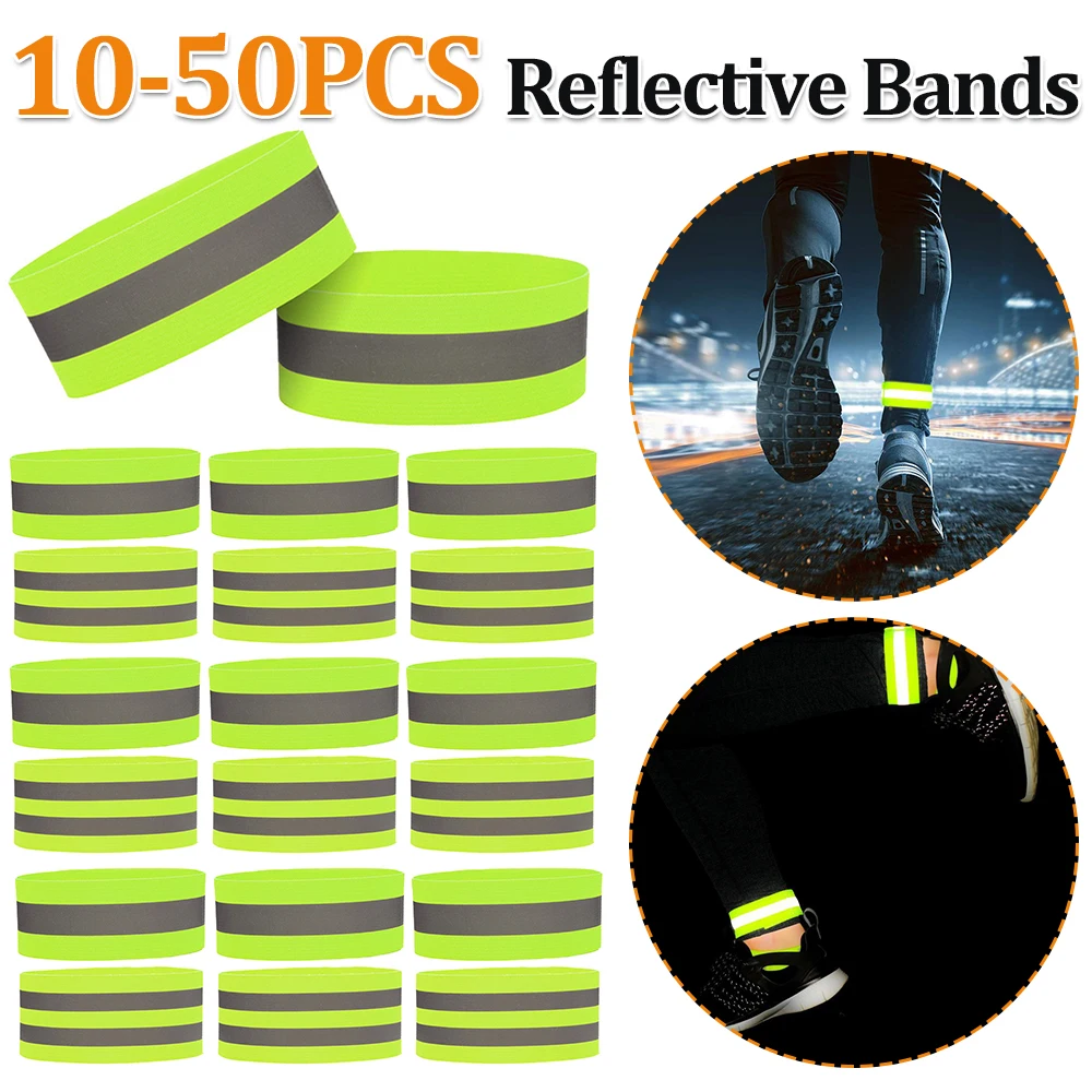 

Arm Wrist Ankle Leg Bands High Visibility Reflective Tape Straps Reflective Bracelet Strap for Night Walking Cycling Running