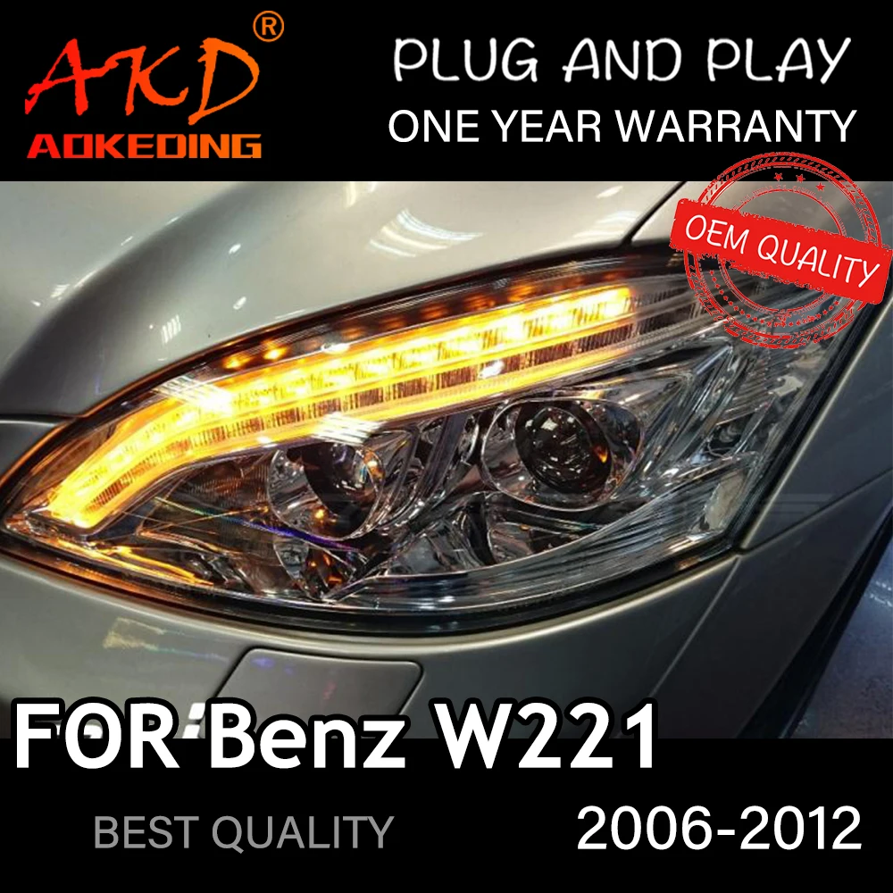 Headlight For Benz W221 2006-2012 Car автомобильные товары LED DRL Hella 5 Xenon Lens Hid H7 S300 S400 Car Accessories