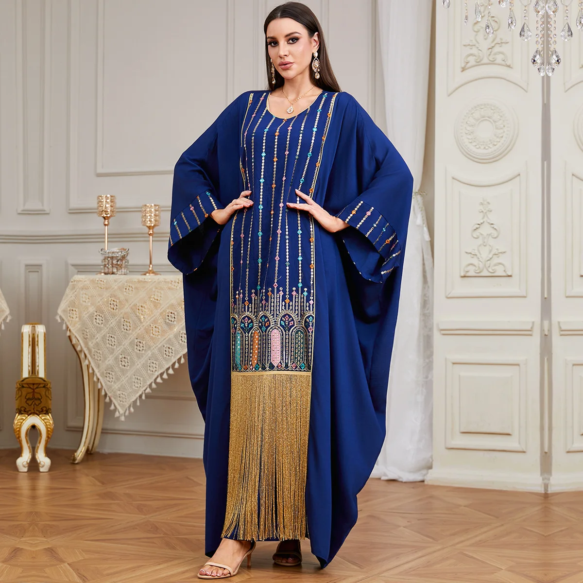 

Eid Women Dress Bat Sleeve Abaya Tassel Embroidery Jalabiya Ramadan Vestidos Largos Party Dresses Arab Robe Morocco Kaftan 2026