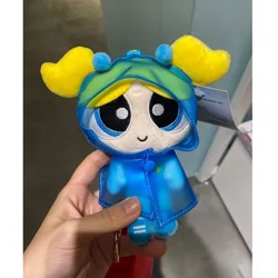Cartoon Anime The Powerpuff Girls Raincoat Dress Up Series Keyring Doll Kawaii Cute Pendant Keychain Decoration Accessories Gift