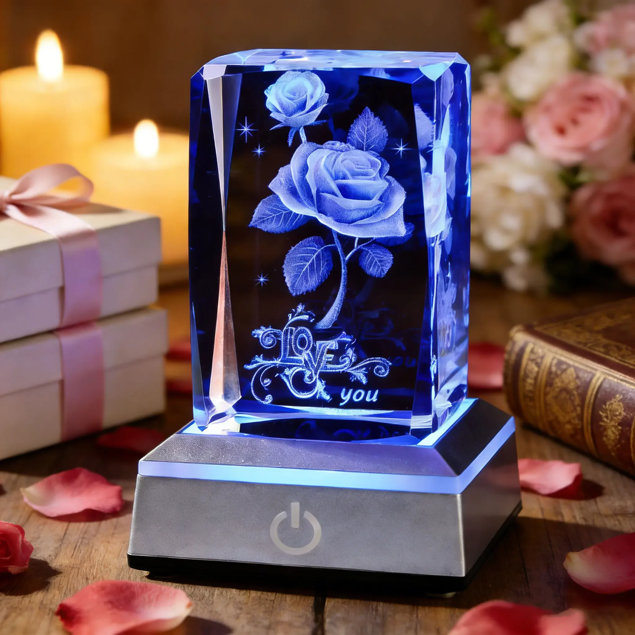 3D Rose Series Crystal Multicolor Décor Collectibles, Classic Romantic Creative Gifts for Women-Valentine's Day,Mother's Day,Birthday,Christmas,Memorable Dates luxury valentines Gifts for Her,Girlfriend,Lover,Friendship Perfect Surprise Idea view 4
