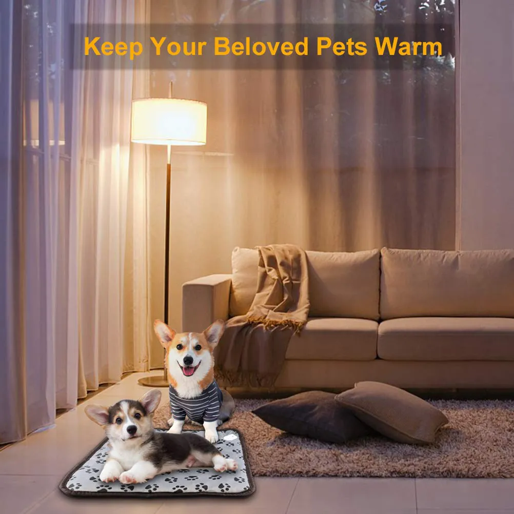 

Electric Pet Heating Pad Footprint Pattern Waterproof PU Cloth Warm Mat Safe Winter Bed Warmer for Senior Arthritic Pregnant